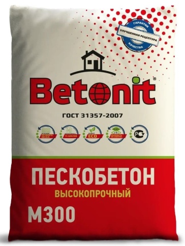 картинка Цементно-песчаная смень "БЕТОНИТ" ПРЕМИУМ М-300+ пластичная с фиброй (25кг) от базы строительно-отделочных материалов